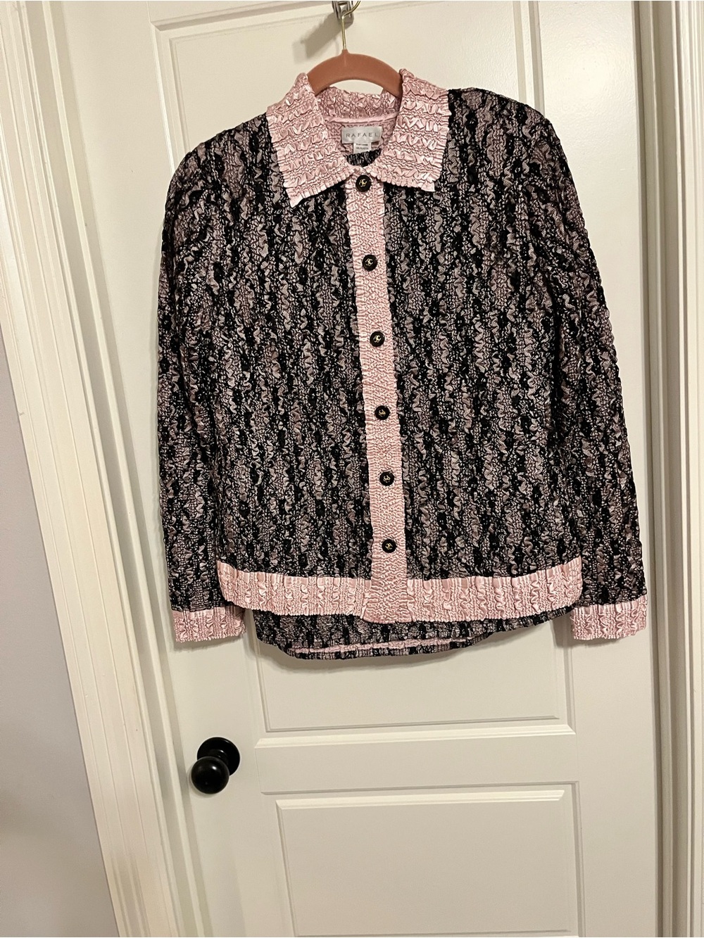 RAFAEL Pink and Black Textured Tweed Jacket